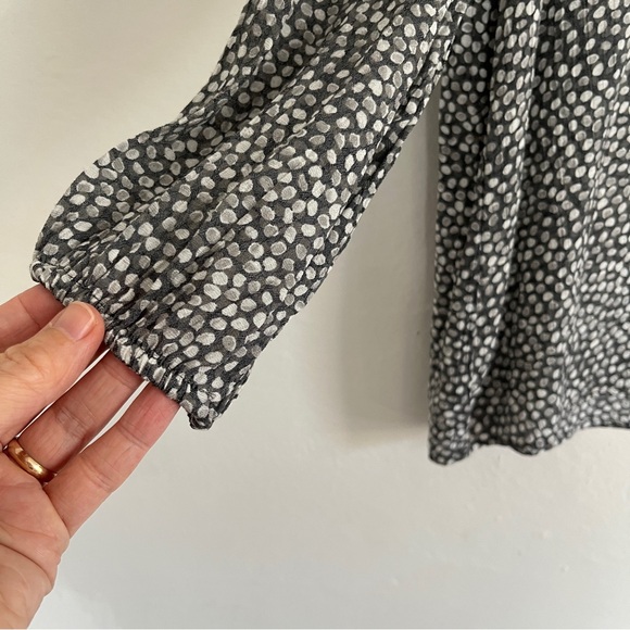 Nanette Lepore | Crepe Polka dot Blouse with Pin-Tuck details | Grey/White | Med - Picture 3 of 11